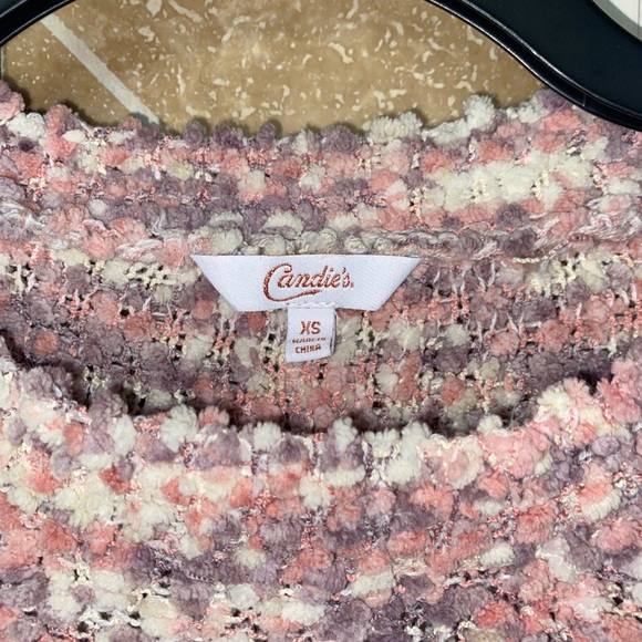 Candies multi colored short sweater in purples, pinks, grays in XS - Picture 3 of 6